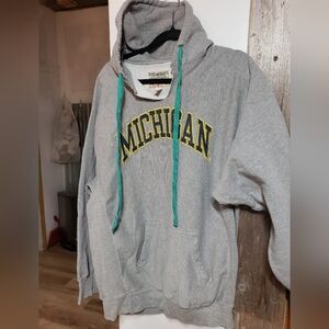 Vintage Gray University Of Michigan Steve&Barrys Cotton Hooded Pullover XL